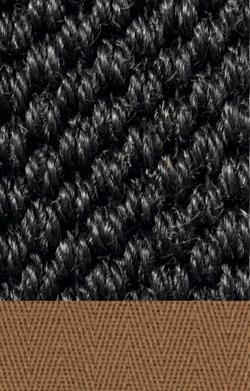 Sisal belize 036 black tæppe med kantbånd i light brown